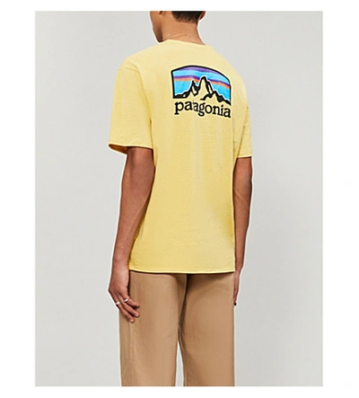 Shop Patagonia Logo-print Recycled Cotton-blend Jersey T-shirt In Surfboard Yellow
