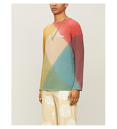 Shop Off-white Tie Dye Cotton-blend Knit Jumper In Red Multicolor