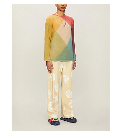Shop Off-white Tie Dye Cotton-blend Knit Jumper In Red Multicolor