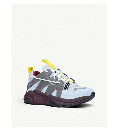 Shop Ganni Tech Leather And Rubber Trainers In Grey/other