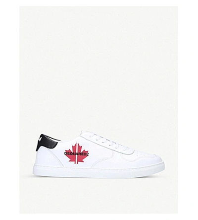 Shop Dsquared2 Maple Gym Leather Trainers In White