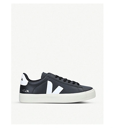 Shop Veja Campo Chromefree Leather Low-top Trainers In Blk/white