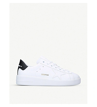 Shop Golden Goose Women's Pure Star Logo-embossed Leather Trainers In White/oth