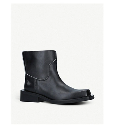 Shop Ganni Mc 40 Leather Boots In Black