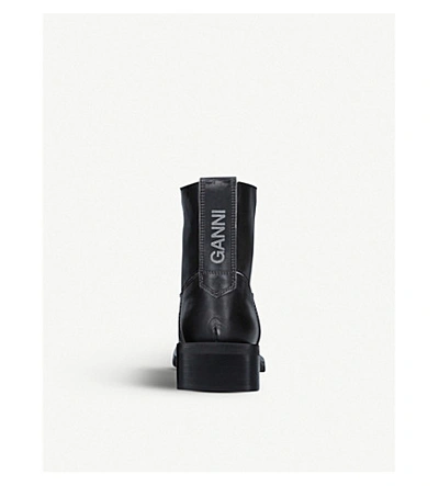 Shop Ganni Mc 40 Leather Boots In Black