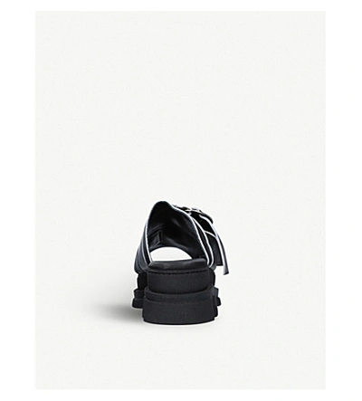 Shop Ganni Sporty Chunky Leather Sandals In Black