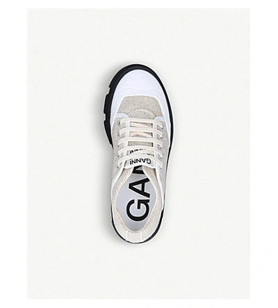 Shop Ganni Hybrid Chunky Cotton Low-top Trainers In White