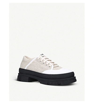 Shop Ganni Hybrid Chunky Cotton Low-top Trainers In White