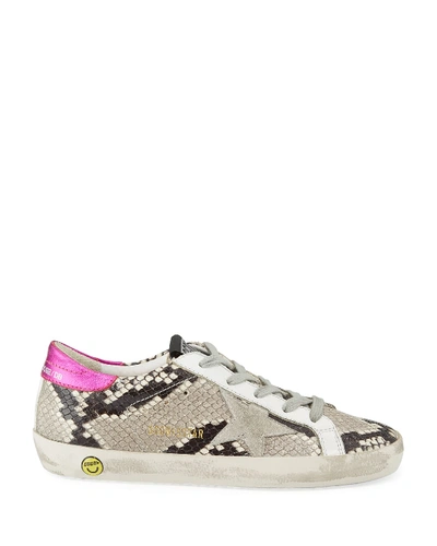 Shop Golden Goose Girl's Superstar Snakeskin Embossed Leather Sneakers, Baby/toddler