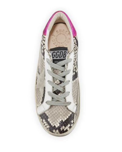 Shop Golden Goose Girl's Superstar Snakeskin Embossed Leather Sneakers, Baby/toddler