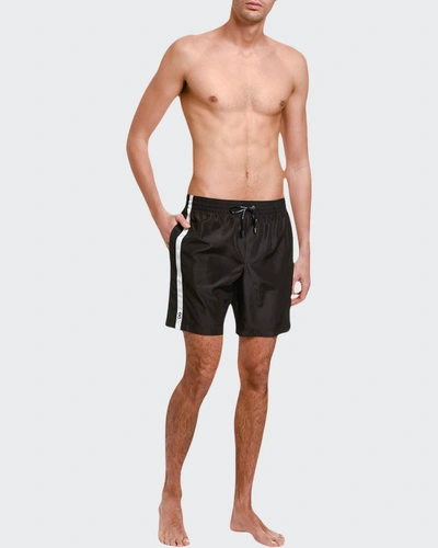 Shop Dolce & Gabbana Men's Logo-print Swim Trunks In Black