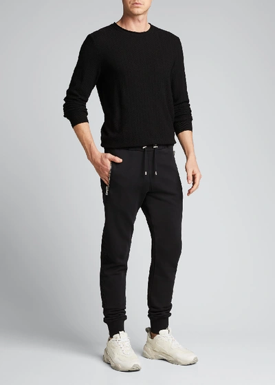 Shop Balmain Men's Embossed Logo Zip-pocket Sweatpants In Black