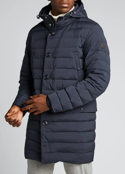 Shop Moncler Men's Arnaud Hooded Puffer Coat In Navy