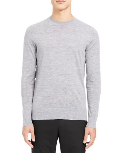 Shop Theory Men's Regal Wool Crewneck Sweater In Cool Grey Heather