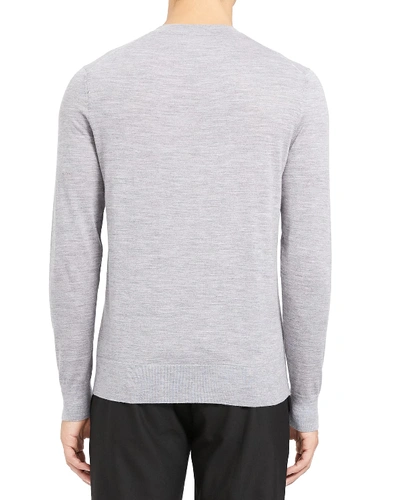 Theory Mens Cool Heather Grey Regal Crewneck Wool Jumper In Cool Grey Heather