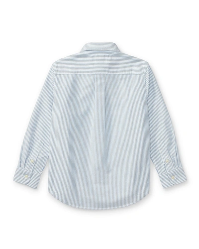 Shop Ralph Lauren Cotton Oxford Stripe Sport Shirt In Blue Pattern