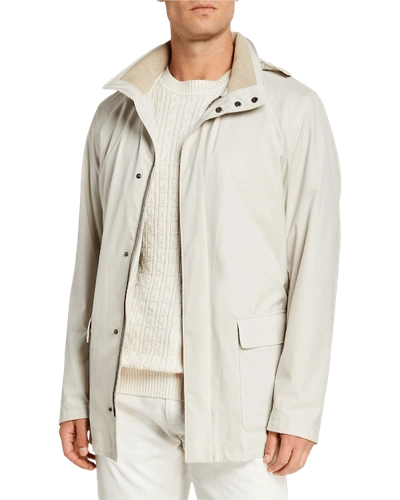 Shop Loro Piana Voyager Zip-front Coat In Light Gray