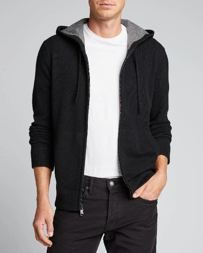 Shop Vince Men's Zip-front Cashmere Hoodie In Black