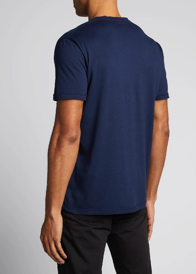 Shop Kiton Men's Solid Crewneck Cotton/cashmere T-shirt In Navy
