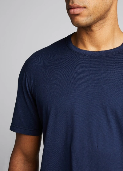Shop Kiton Men's Solid Crewneck Cotton/cashmere T-shirt In Navy