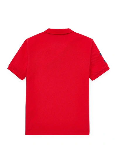 Shop Ralph Lauren Boy's Big Pony Mesh Knit Polo In Red