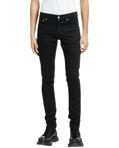 Shop Alexander Mcqueen Men's Basic Dark-wash Skinny Jeans In Black