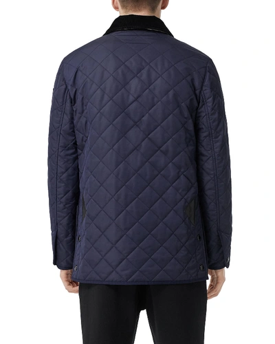 Shop Burberry Men's Cotswold Quilted Car Coat In Navy