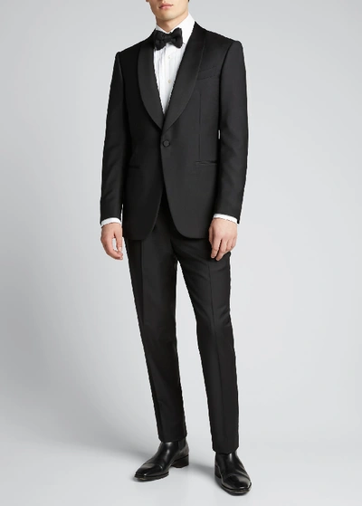 Shop Ermenegildo Zegna Men's Shawl-collar Two-piece Wool Tuxedo In Black