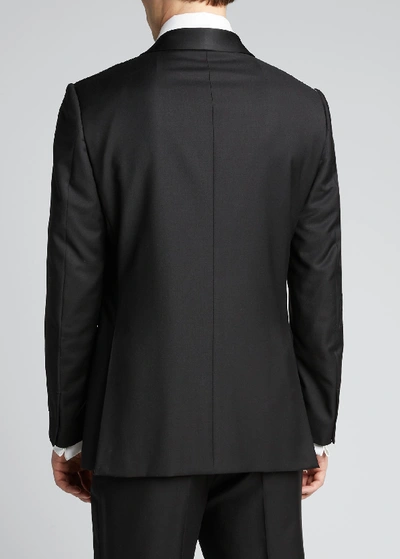 Shop Ermenegildo Zegna Men's Shawl-collar Two-piece Wool Tuxedo In Black