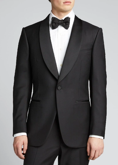 Shop Ermenegildo Zegna Men's Shawl-collar Two-piece Wool Tuxedo In Black