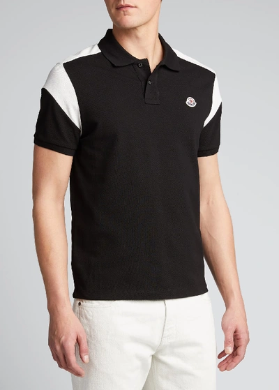 Shop Moncler Men's Colorblock Jersey Polo Shirt In Black