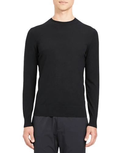 Shop Theory Men's Regal Wool Crewneck Sweater In Black