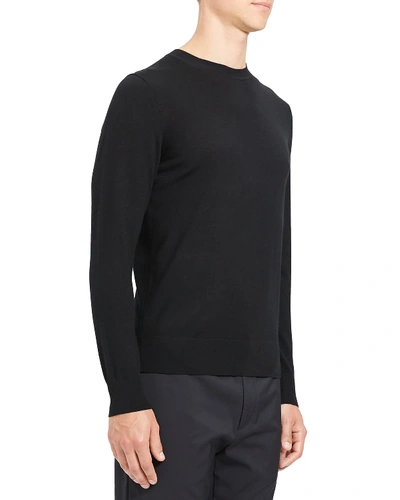 Theory Mens Maden Textured Relaxed-fit Wool Jumper Charcoal Melange In Black