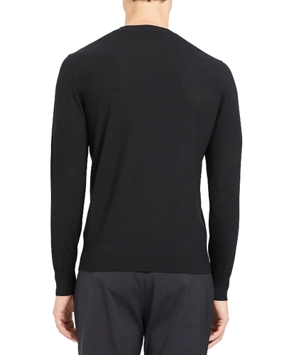 Theory Mens Maden Textured Relaxed-fit Wool Jumper Charcoal Melange In Black