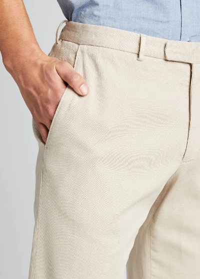 Shop Boglioli Men's Stone-textured Flat-front Pants In Beige