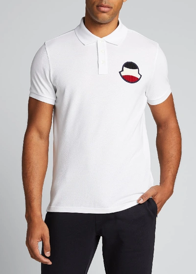 Shop Moncler Men's Logo-patch Polo Shirt In White