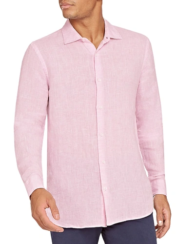 Shop Orlebar Brown Men's Giles Linen Sport Shirt In Pale Pink/white