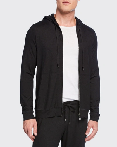 Shop Derek Rose Men's Basel 1 Jersey Zip-front Hoodie In Black