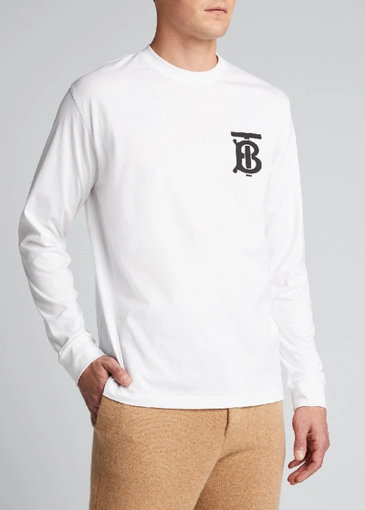 Shop Burberry Men's Atherton Tb Long-sleeve Shirt In White