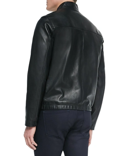 Shop Theory Men's Morvek Zip-front Leather Jacket In Black