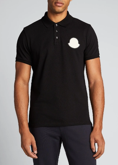 Shop Moncler Men's Logo-patch Polo Shirt In Black