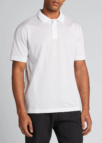 Shop Bottega Veneta Men's Solid Pique Polo Shirt In White