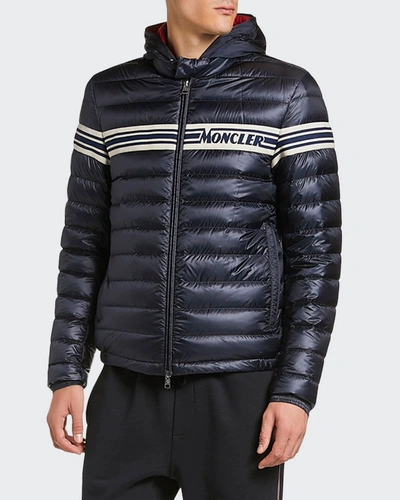 Shop Moncler Men's Renald Zip-front Puffer Coat In Navy