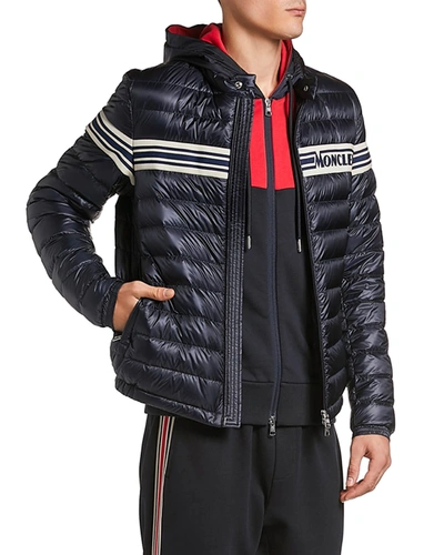 Shop Moncler Men's Renald Zip-front Puffer Coat In Navy