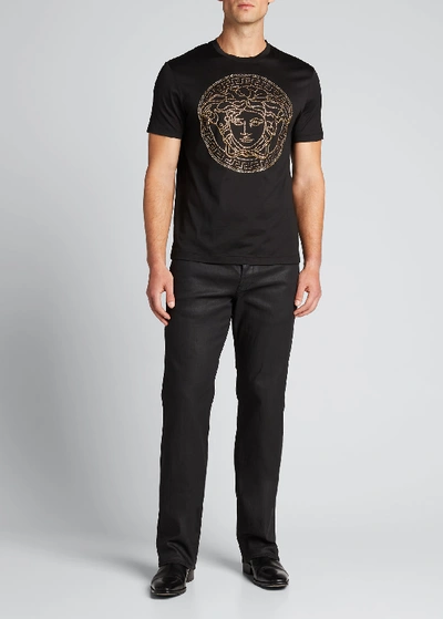 Shop Versace Men's Beaded Medusa T-shirt In Black