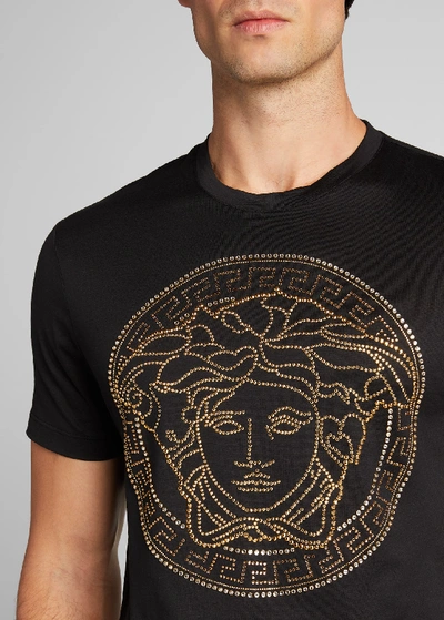 Shop Versace Men's Beaded Medusa T-shirt In Black