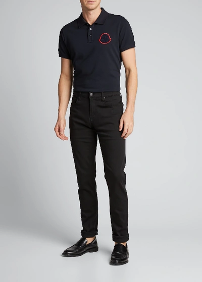 Shop Moncler Men's Logo-patch Polo Shirt In Navy