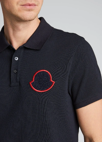 Shop Moncler Men's Logo-patch Polo Shirt In Navy