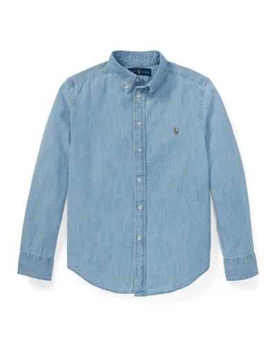 Polo Ralph Lauren Boys' Chambray Button Down Dress Shirt - Big Kid In Light Blue