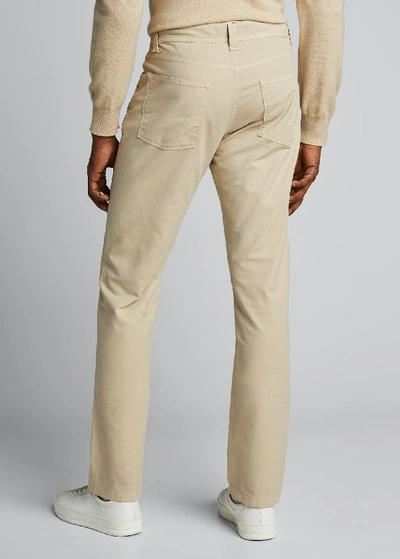 Shop Loro Piana Men's 5-pocket Stretch-cotton Pants In White